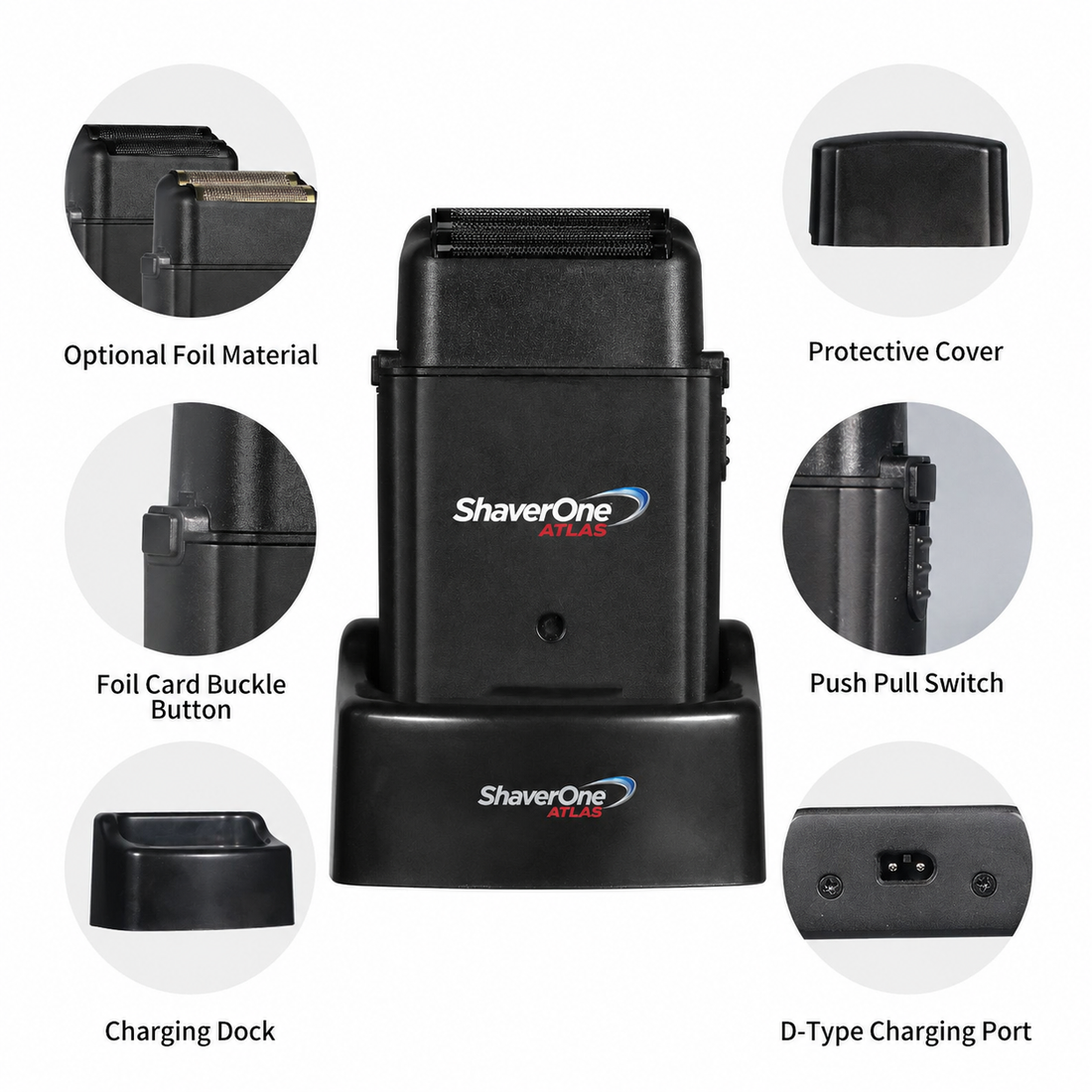 ATLAS 10000RPM Pro BLDC Barber Foil Shaver with DLC blades