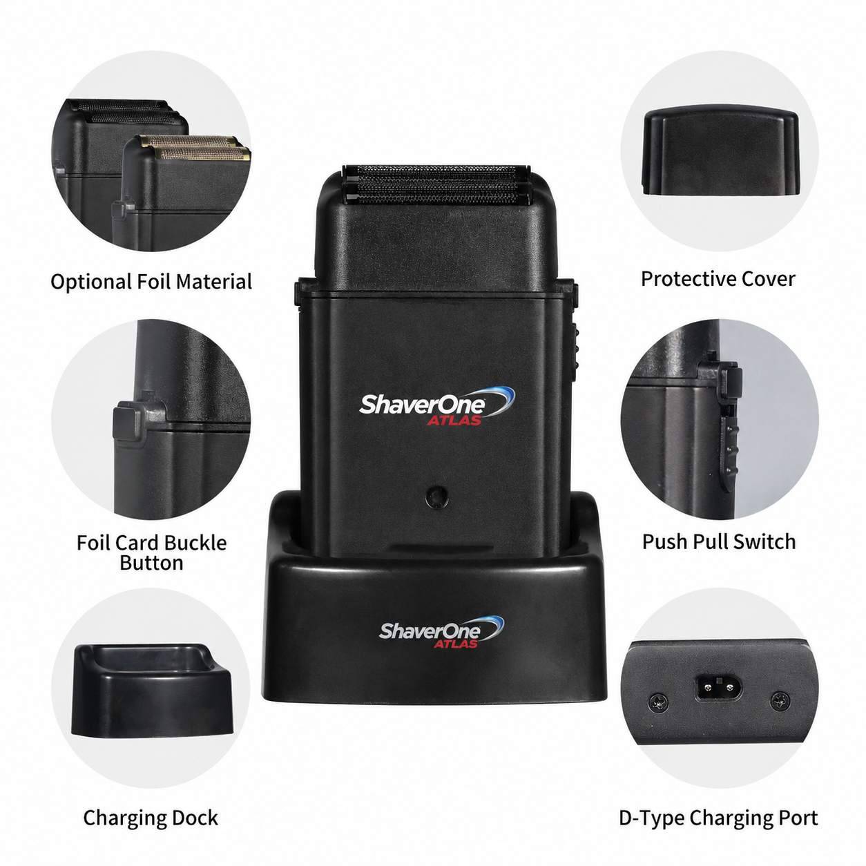 ATLAS 10000RPM Pro BLDC Barber Foil Shaver with DLC blades