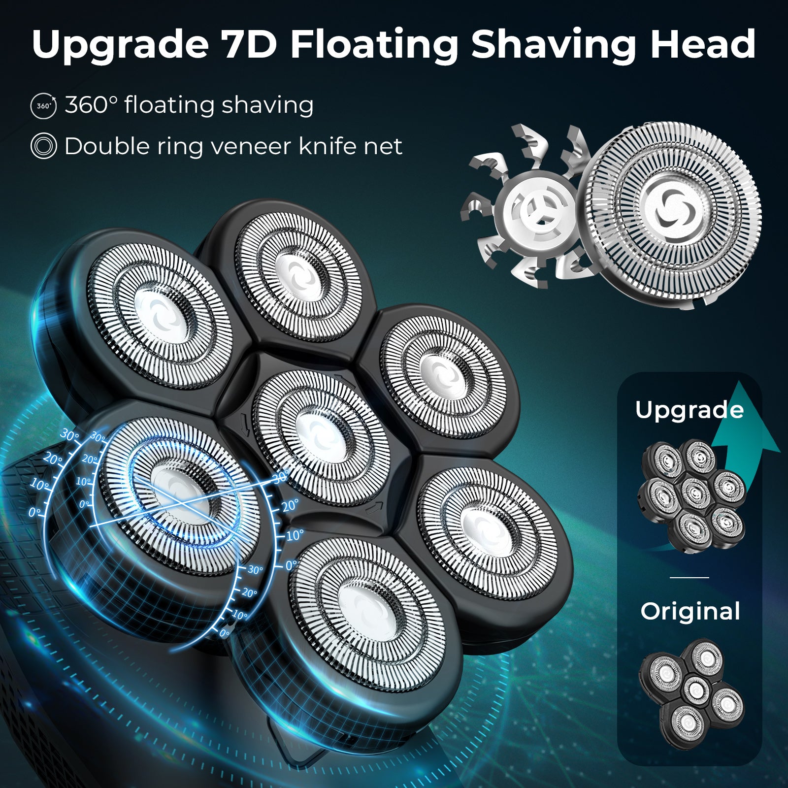 Upgraded 7D Head Shaver for Bald Men – Magnetic, Waterproof & Rechargeable Grooming Kit