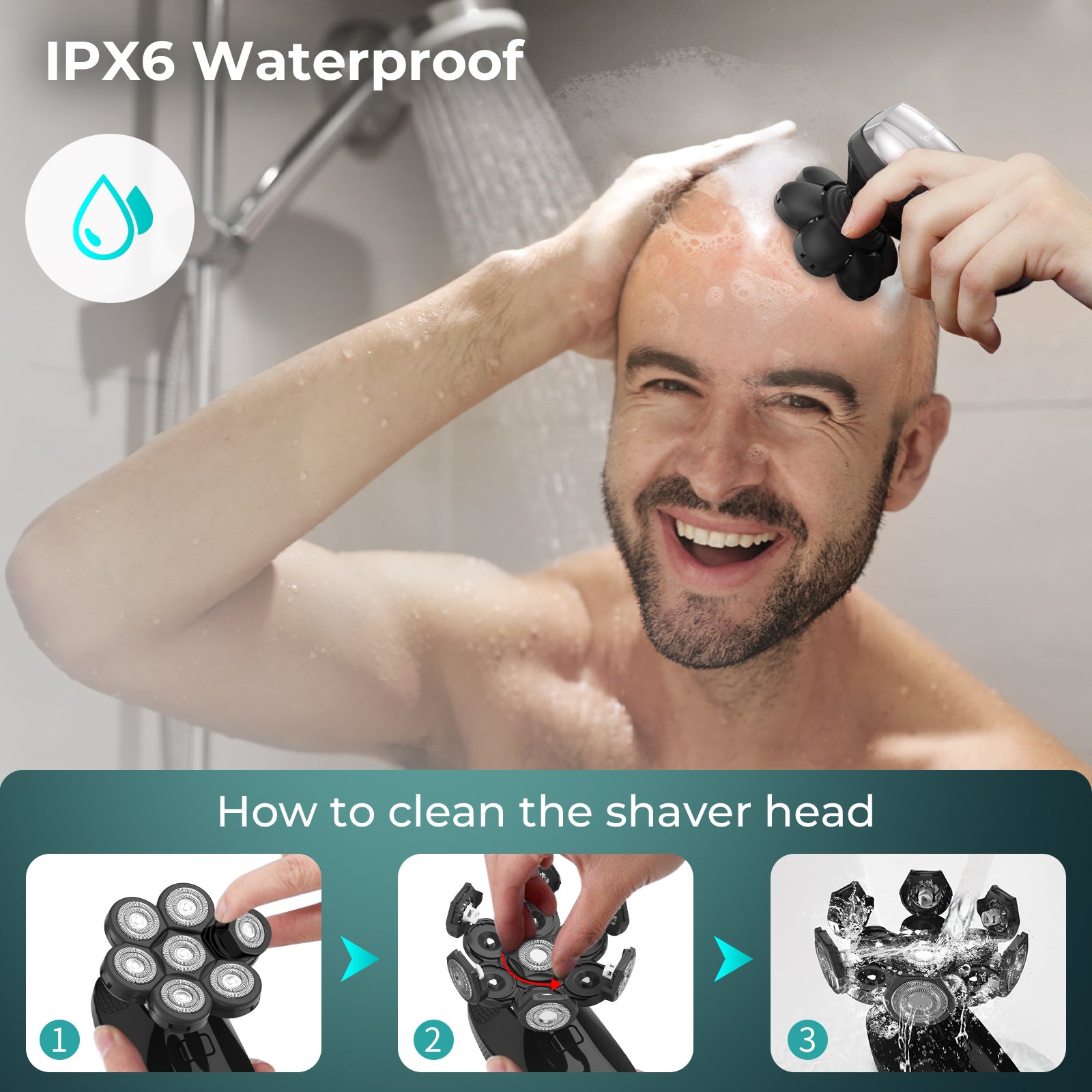 Upgraded 7D Head Shaver for Bald Men – Magnetic, Waterproof & Rechargeable Grooming Kit